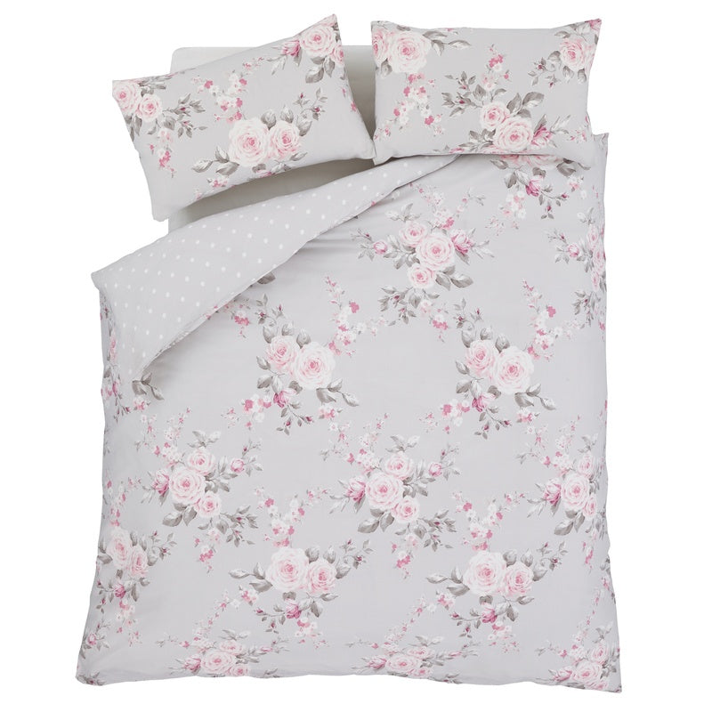 Catherine Lansfield Canterbury Duvet Cover Bedding Set Grey